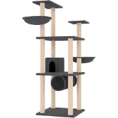 vidaXL Kattenmeubel met sisal krabpalen 141 cm donkergrijs