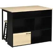 HOMCOM -Bartisch Set-Spanplatte-116L x 70B x 89,5H cm-Schwarz+Eiche