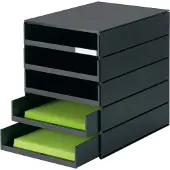 Styro Styroval Pro-ladebox, 5 laden, open, DIN C4, polystyreen, eco-zwart
