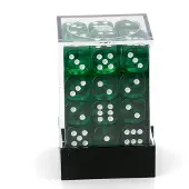 Chessex Translucent Green/white D6 12mm Dobbelsteen Set (36 stuks)