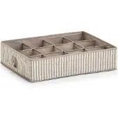 Zeller kleding/kast organiser - 12 vakken - beige - 44 x 34 x 11 cm - polyester - Opbergmanden