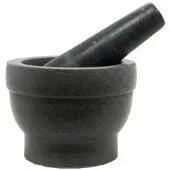 Merkloos Vijzel Graniet 11.5x9.5cm. Grijs grijs Steen Merkloos Vijzel