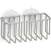 Zeller houder met zuignappen - metaal - 13 x 5,5 cm - Zeephouders - Muurhouders voor keuken/badkamer - Douche- en badrek