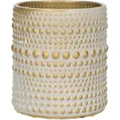 Countryfield Luxe theelichthouder - Aurora - creme wit/goud - D8 x H10 cm - Waxinelichtjeshouders