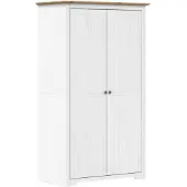 vidaXL Kledingkast BODO 99x53,5x173 cm massief grenenhout wit bruin