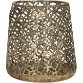 Countryfield Luxe theelichthouder - metaal - brons kleur - D14 x H15 cm - Waxinelichtjeshouders
