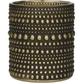 Countryfield Luxe theelichthouder - Aurora - zwart/goud - D7 x H8 cm - Waxinelichtjeshouders