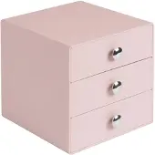 IDesign Opbergbox iDesign Drawers met 3 Laden Roze (16,5 x 17,8 x 16,5 cm)