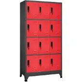 vidaXL Lockerkast 90x45x180 cm staal antracietkleurig en rood
