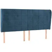 vidaXL Hoofdbord met randen 183x23x118/128 cm fluweel donkerblauw