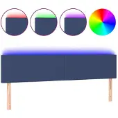 vidaXL Hoofdbord LED 180x5x78/88 cm stof blauw