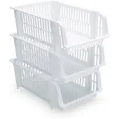 PlasticForte Stapelbare opbergmand - wit - 20L - kunststof - Opbergmanden