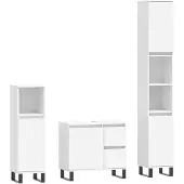 vidaXL 3-delige badkameraccessoireset, wit, van houtvezel