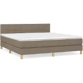 vidaXL Boxspring met matras stof taupe 180x200 cm