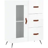 vidaXL Dressoir 69,5x34x90 cm bewerkt hout hoogglans wit