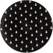 Clayre & Eef Onderbord Ø 33 cm Zwart Wit Kunststof Kerstbomen Zwart