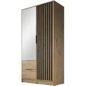 Meubella Kledingkast Eiken Zwart 105x51x200 Garderobekast met spiegel