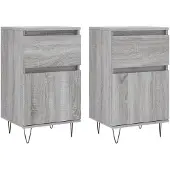 vidaXL Dressoirs 2 st 40x35x70 cm bewerkt hout grijs sonoma