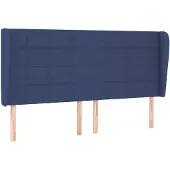 vidaXL Hoofdbord met randen 183x23x118/128 cm stof blauw