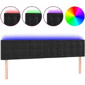 vidaXL Hoofdbord LED 180x5x78/88 cm fluweel zwart