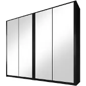 Meubella Kledingkast Malibu mat zwart 226 cm spiegel Garderobekast