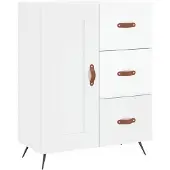 vidaXL Dressoir 69,5x34x90 cm bewerkt hout hoogglans wit