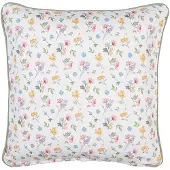 Clayre & Eef Kussenhoes 40x40 cm Wit Groen Katoen Vierkant Bloemen Wit