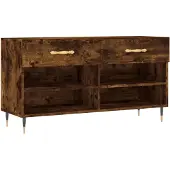 vidaXL Schoenenbank 102x35x55 cm bewerkt hout gerookt eikenkleurig