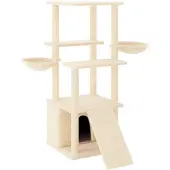 vidaXL Kattenmeubel met sisal krabpalen 133 cm crèmekleurig