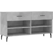 vidaXL Schoenenbank 102x35x55 cm bewerkt hout betongrijs