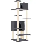 vidaXL Kattenmeubel met sisal krabpalen 154 cm donkergrijs