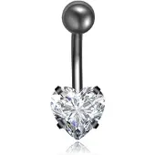 LGT JWLS Stalen Piercing voor Navel - Heart Gunmetal