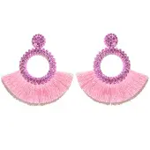 Cilla Jewels Fringe Oorbellen met Roze Strass van