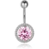 Cilla Jewels Cilla Navelpiercing van Titanium - Bling Zilver & Roze