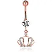 Cilla Jewels Cilla Navelpiercing met Hangertje - Kroon Rosegoudkleurig