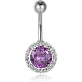 Cilla Jewels Cilla Navelpiercing van Titanium - Bling Zilver & Paars