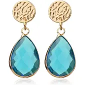 Deja Jewels Oorknop met Druppelvormige Hanger - Kristal Lichtblauw
