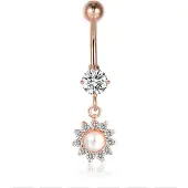 Cilla Jewels Cilla Navelpiercing met Hangertje - Zon Rose Goudkleurig