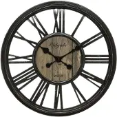 Atmosphera Wandklok/muur klok - Vintage - Dia 45 cm - kunststof - zwart - Wandklokken