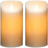 Atmosphera Led stompkaarsen op batterijen - 2x stuks - Warm licht - Wit - LED kaarsen