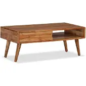 vidaXL Salontafel met bewerkte lade 100x50x40 cm massief hout