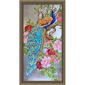 Beldizart Diamond painting kit "Beautiful peacock" 30x60 cm vierkante steentjes
