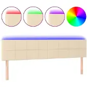 vidaXL Hoofdbord LED 160x5x78/88 cm stof crèmekleurig