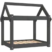 vidaXL Hondenmand 71x55x70 cm massief grenenhout grijs