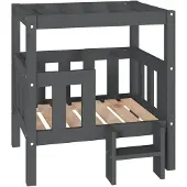 vidaXL Hondenbed, grijs, 65,5 x 50,5 x 70 cm, massief grenenhout