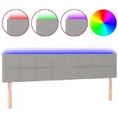 vidaXL Hoofdbord LED 180x5x78/88 cm stof lichtgrijs