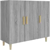 vidaXL Dressoir 90x34x80 cm bewerkt hout grijs sonoma eikenkleurig