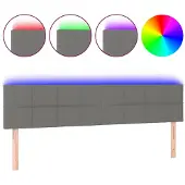 vidaXL Hoofdbord LED 180x5x78/88 cm stof donkergrijs