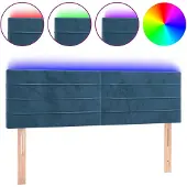 vidaXL Hoofdbord LED 144x5x78/88 cm fluweel donkerblauw