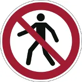Durable Duurzaam bord, rond, voor binnengebruik, motief "Voetgangers niet toegestaan", EN ISO 7010, zelfklevend, wit-rood, 1 stuk
